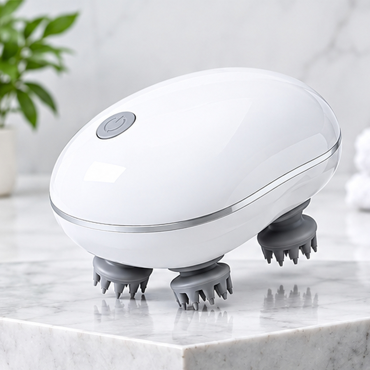Electric Scalp Massager for Hair Growth - USB Rechargeable Waterproof Head Massager with Silicone Bristles
