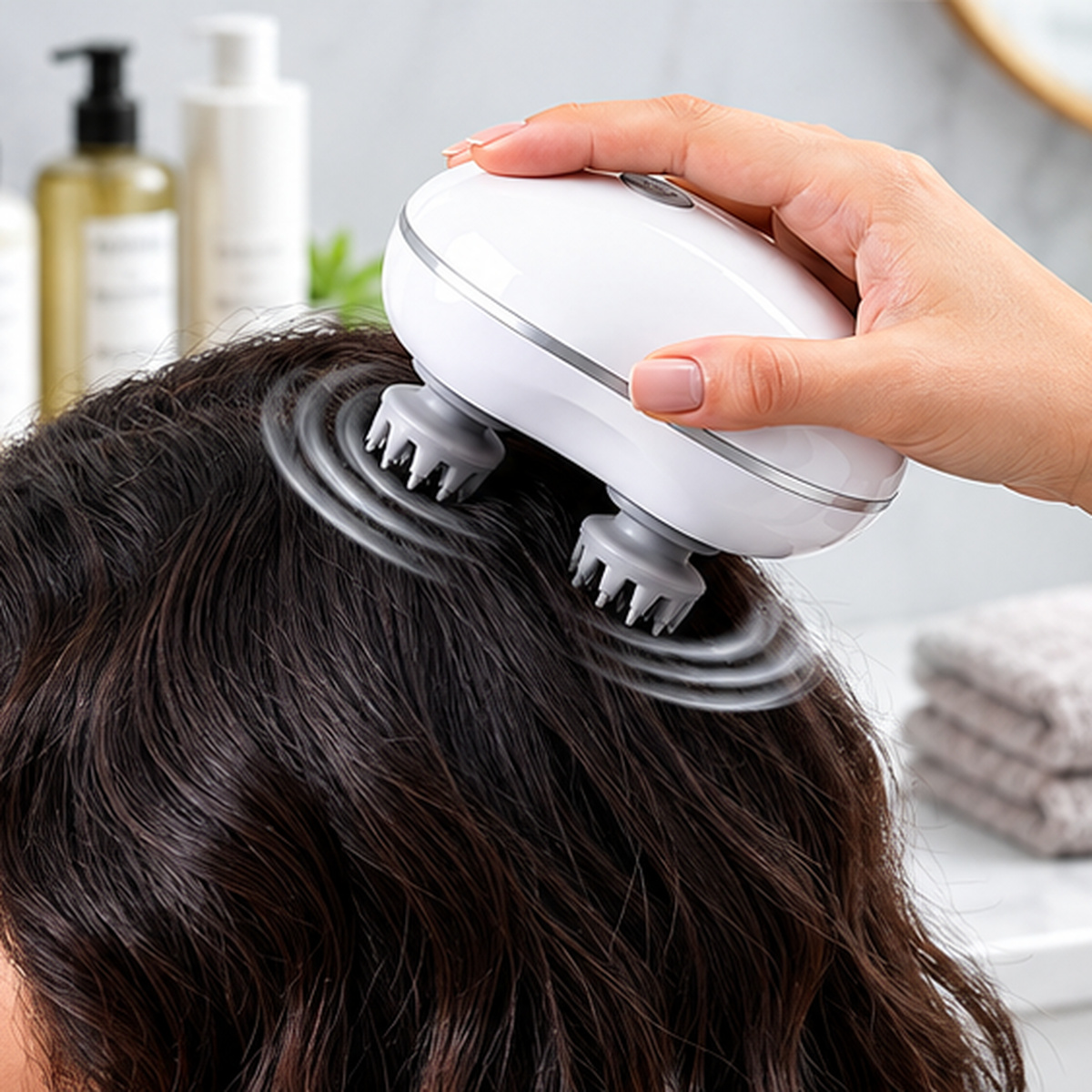 Electric Scalp Massager for Hair Growth - USB Rechargeable Waterproof Head Massager with Silicone Bristles