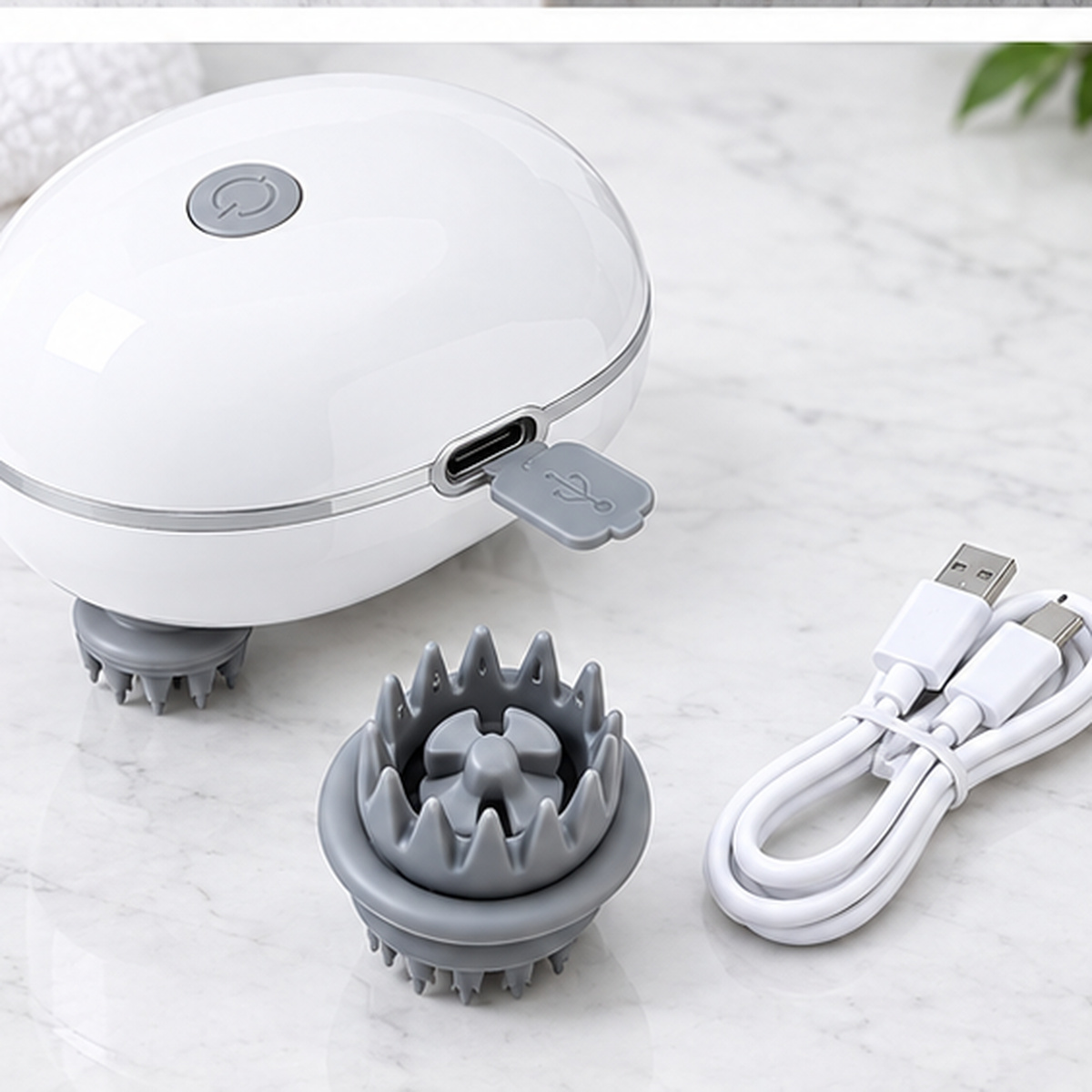 Electric Scalp Massager for Hair Growth - USB Rechargeable Waterproof Head Massager with Silicone Bristles